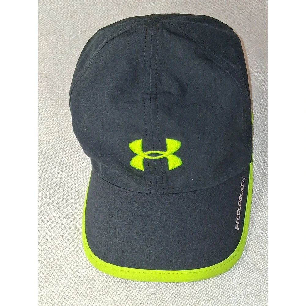 Under Armour ColdBlack Running Hat Womens OSFA Black Neon Green Performance Cap